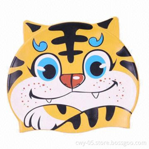 Silicone tiger swimming caps